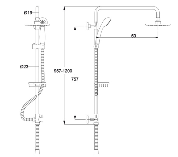 Душевая система KAISER без смесителя (2065)